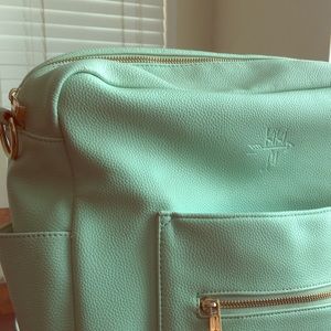 Kiki Lu faux leather mint diaper bag/backpack